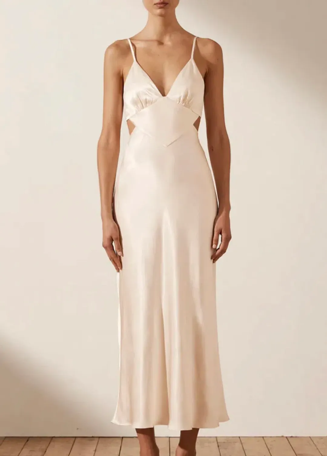 Shona Joy La Lune Backless Midi Dress Cream Size 6 for rent on The Volte - main image