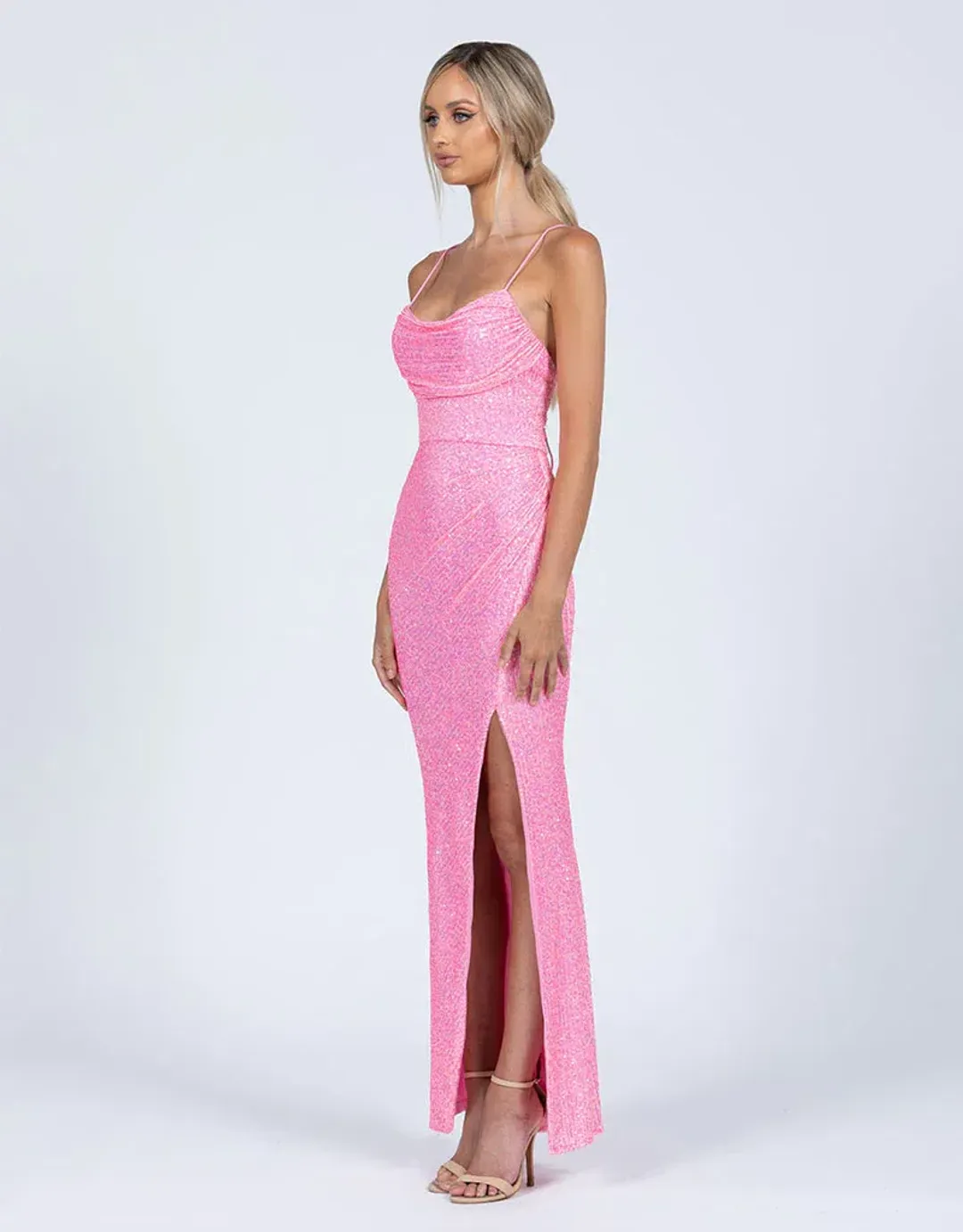 Bariano Dua Cowl Maxi Dress Pink Size XS / Au 6 for rent on The Volte - main image