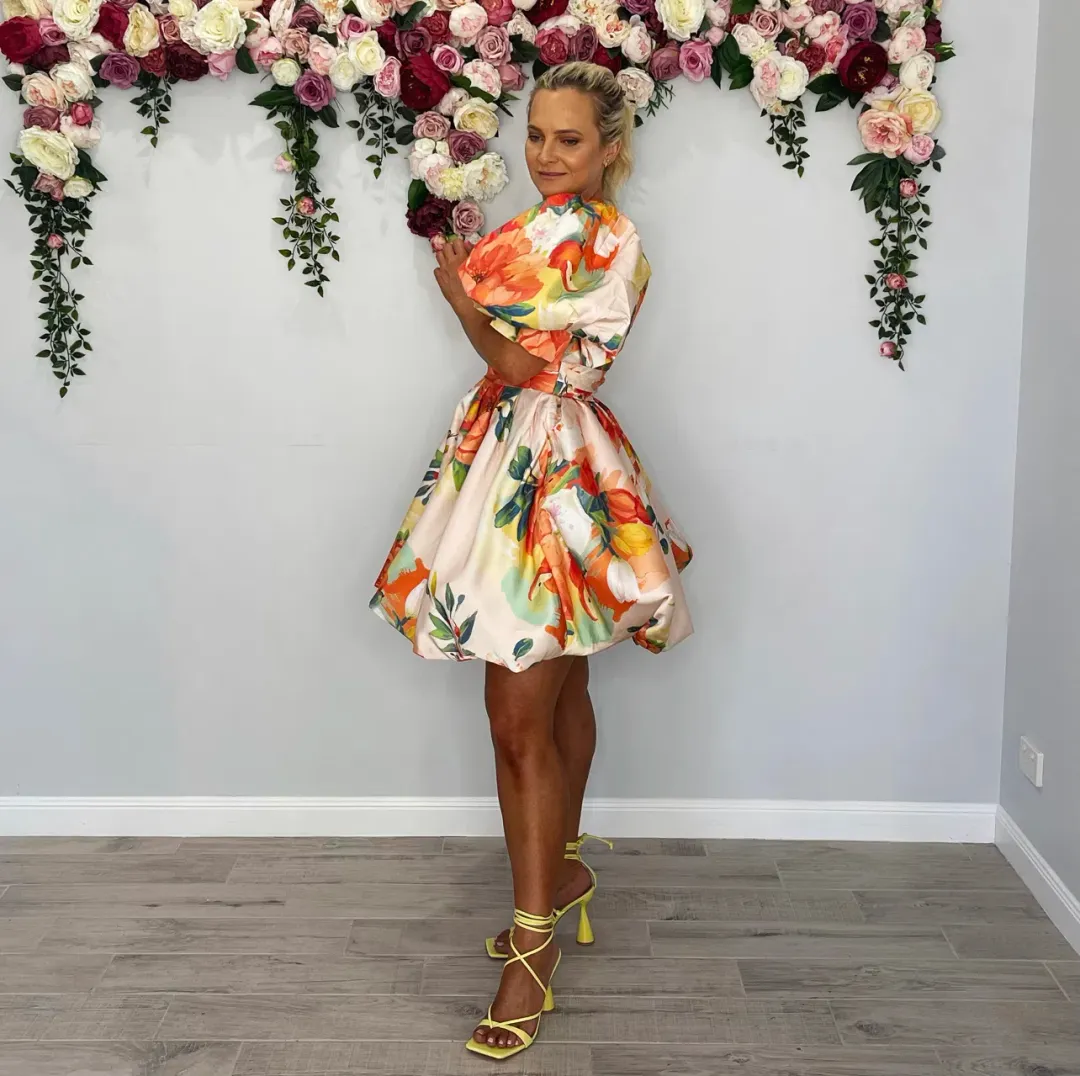 Leo Lin Florescence Bubble Mini Dress Blossom Sorbet Size 8 for rent on The Volte - main image