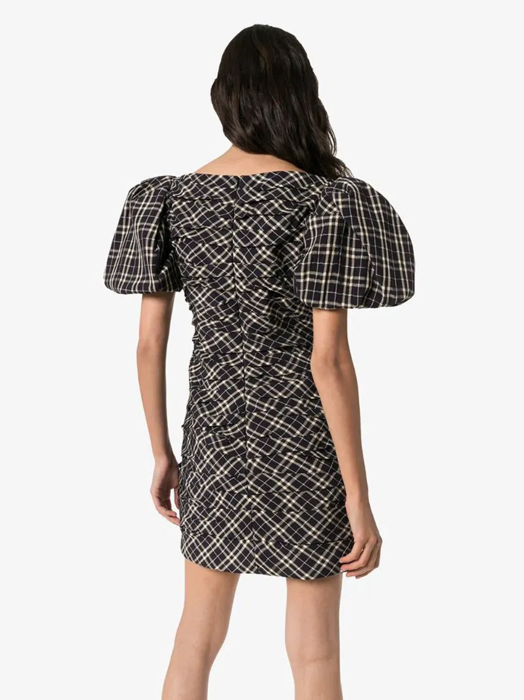 Khaite Shelly Checked Dress Navy Check Size 6 for rent on The Volte - main image