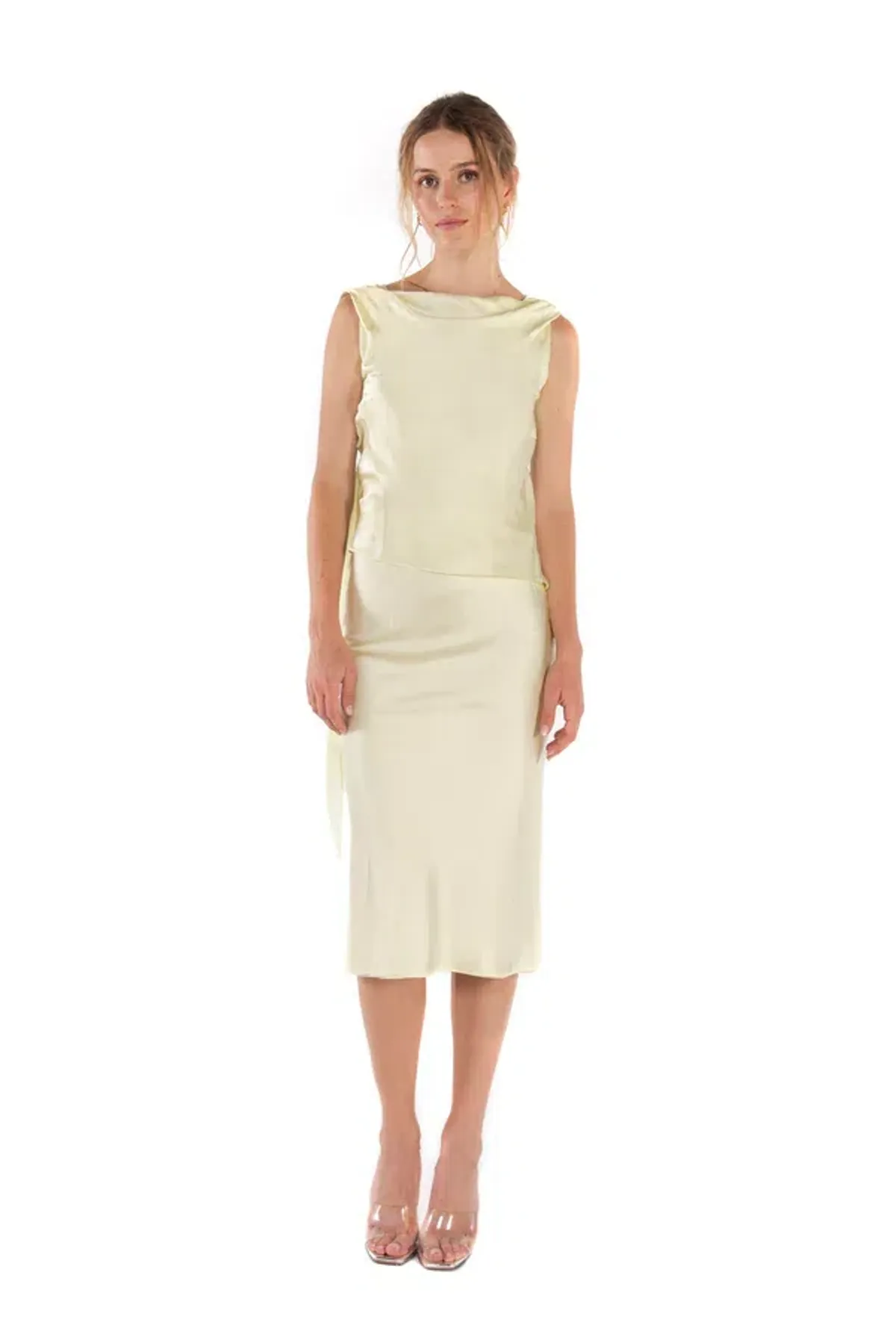 The Bar Asher Top and Carter Skirt Set Limoncello Size 6  for rent on The Volte - main image