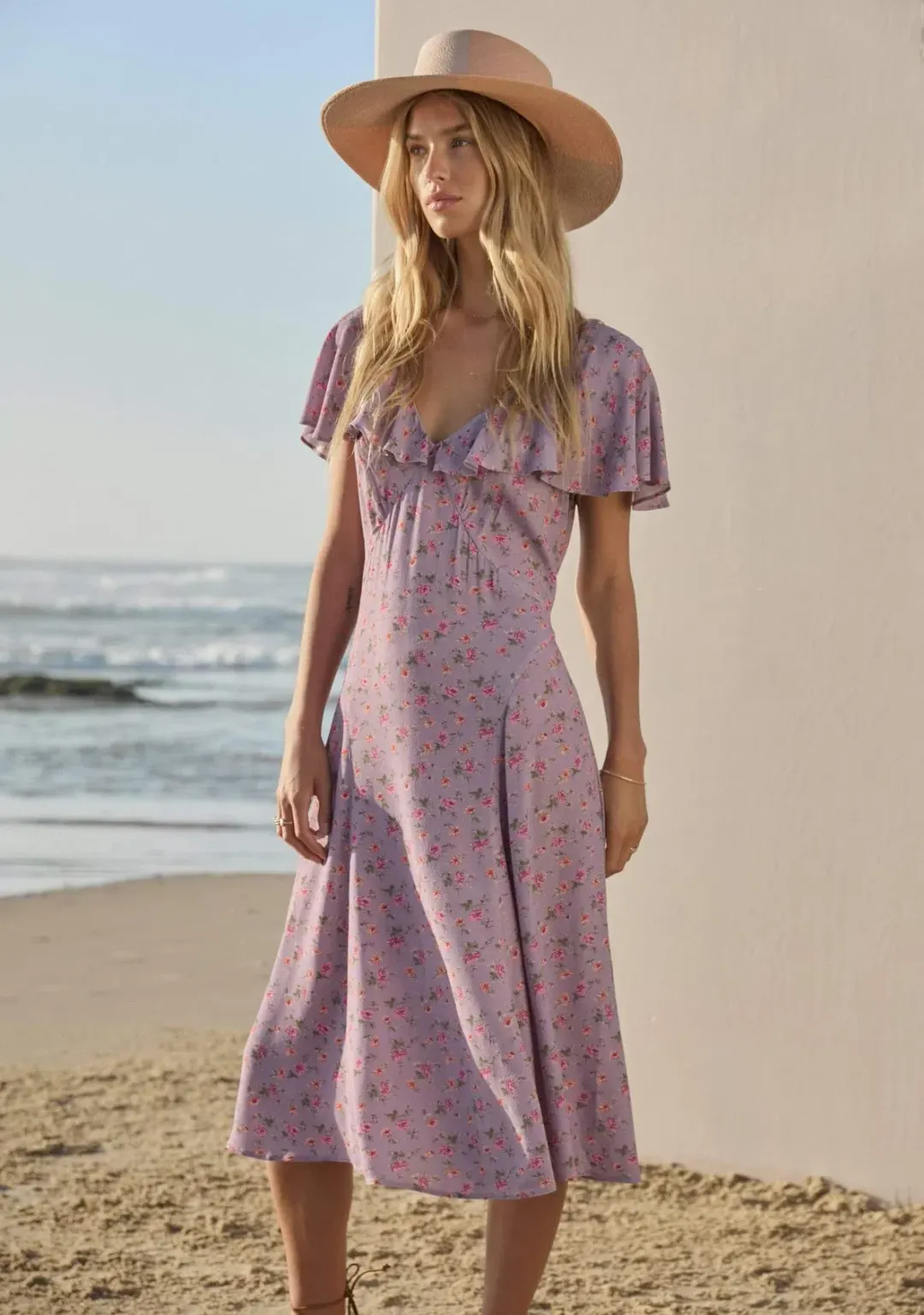Auguste The Label Eloise Biscot Midi Dress Lavender Size 16 for rent on The Volte - main image
