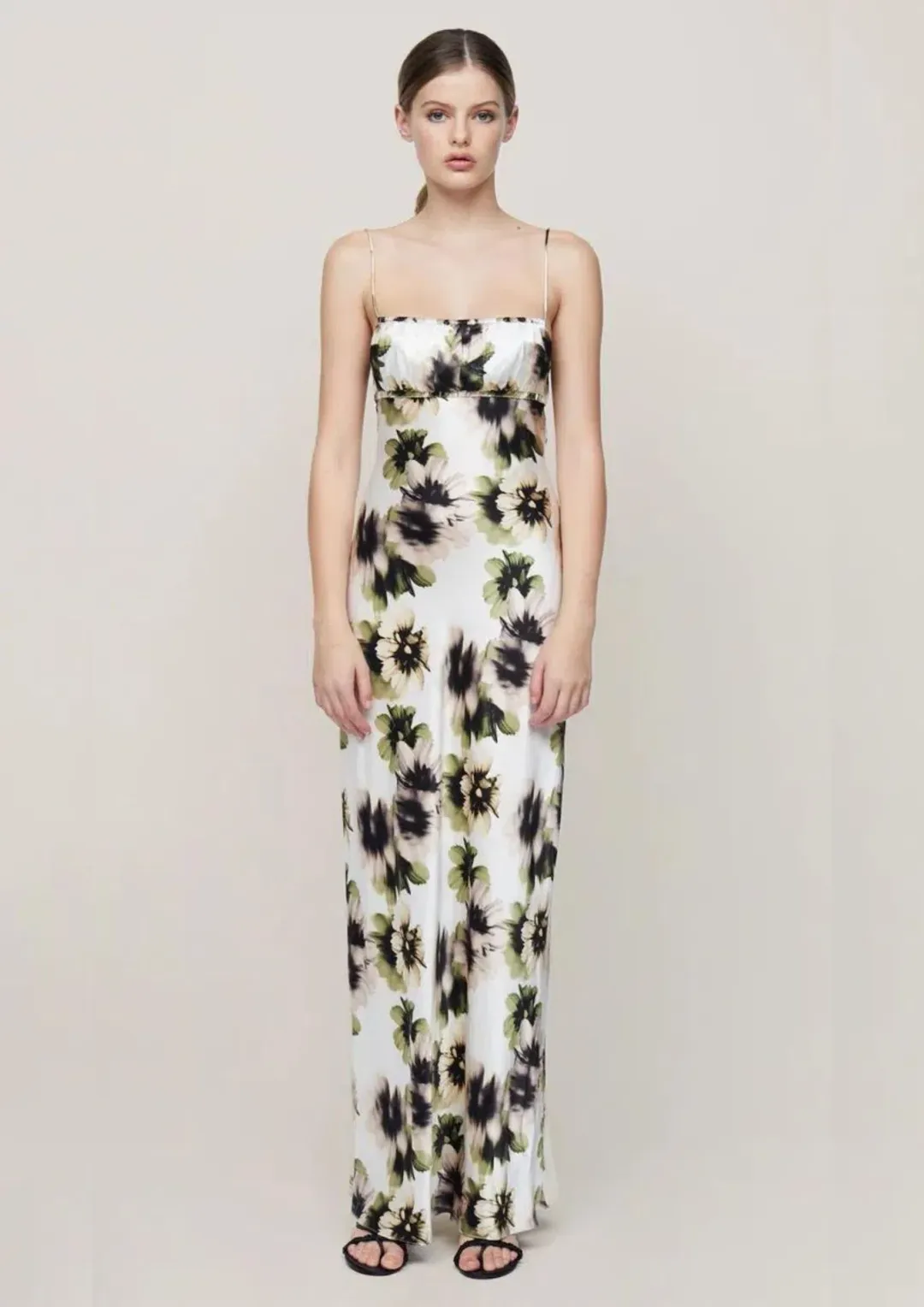 Bec & Bridge Bloom Silk Maxi Dress Ivory Floral Size 8 for rent on The Volte - main image