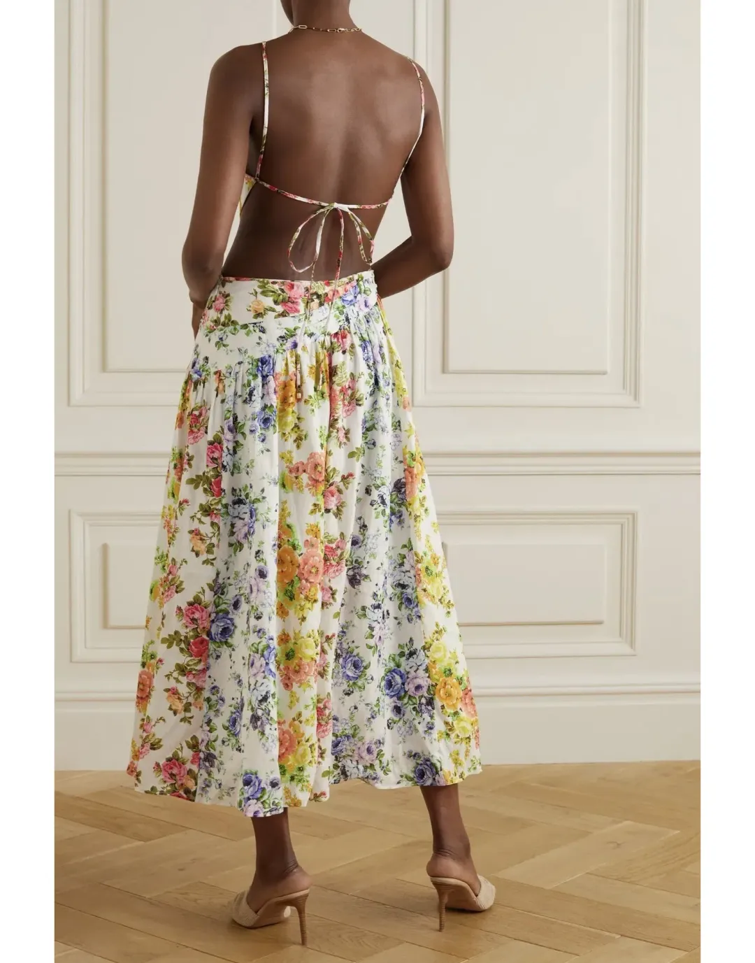 Zimmermann Net Sustain Asymmetric Open Back Floral Print Size 1 / Au 10 for rent on The Volte - main image