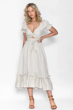 Aulieude Marianne Dress in Oat Cream Size 16 for rent on The Volte - image 1