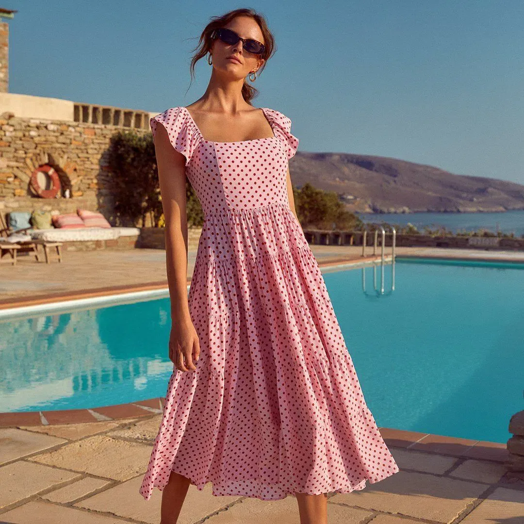 Mister Zimi Gabrielle Dress in Lychee Polka Print Size 14 for rent on The Volte - main image