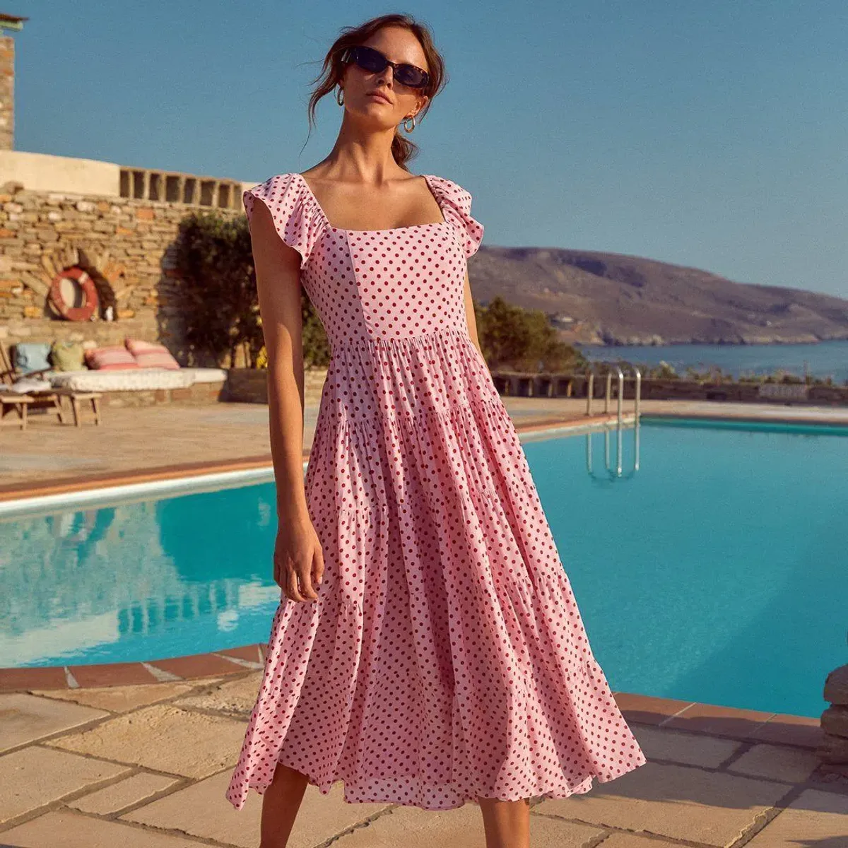 Mister Zimi Gabrielle Dress in Lychee Polka Print Size 14 for rent on The Volte - main image