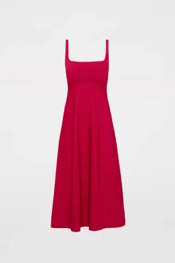 Scanlan Theodore Crepe Knit Square Neck Dress in Raspberry Red Size S/ AU 8 for rent on The Volte - image 3