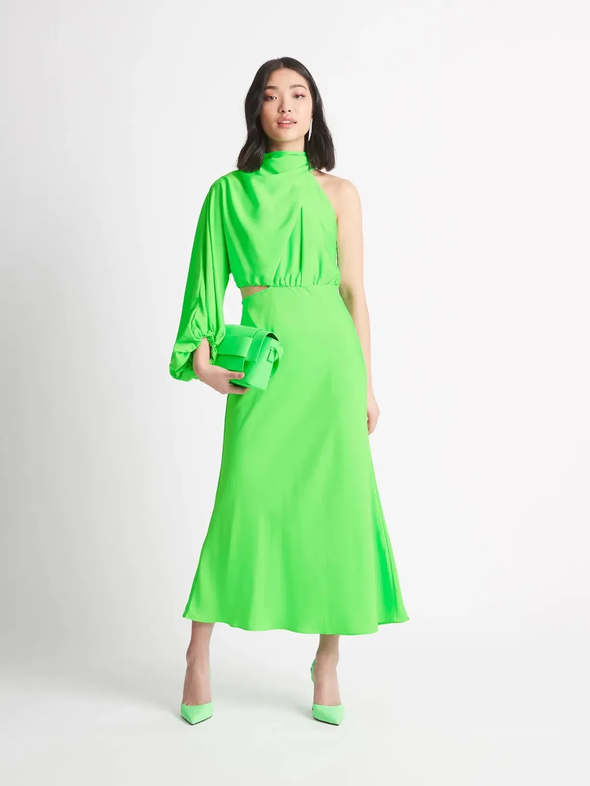 Sheike Olivia Maxi Dress Neon Green Size 8 for rent on The Volte - main image