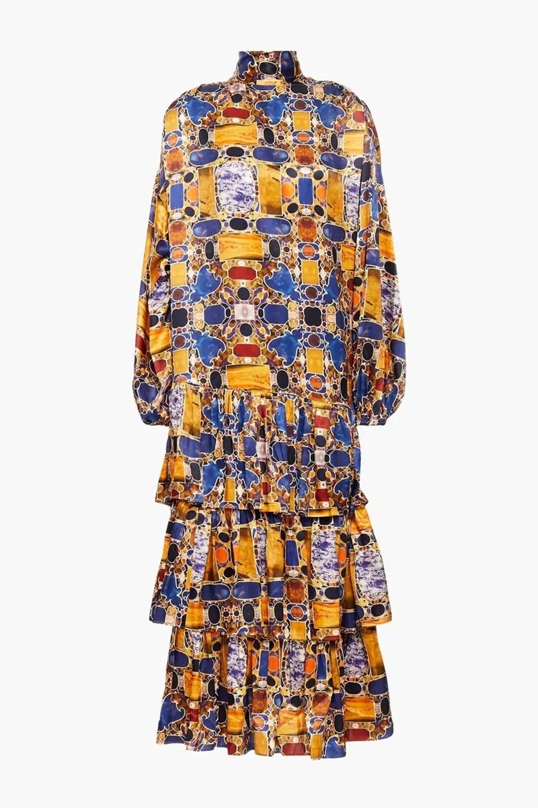 Rhode Cecile Tiered Silk Blend Midi Dress Print Size 12 for rent on The Volte - main image