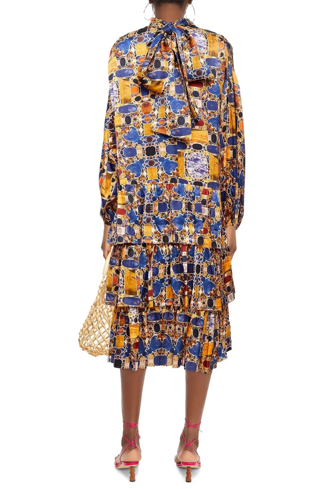 Rhode Cecile Tiered Silk Blend Midi Dress Print Size 12 for rent on The Volte - main image