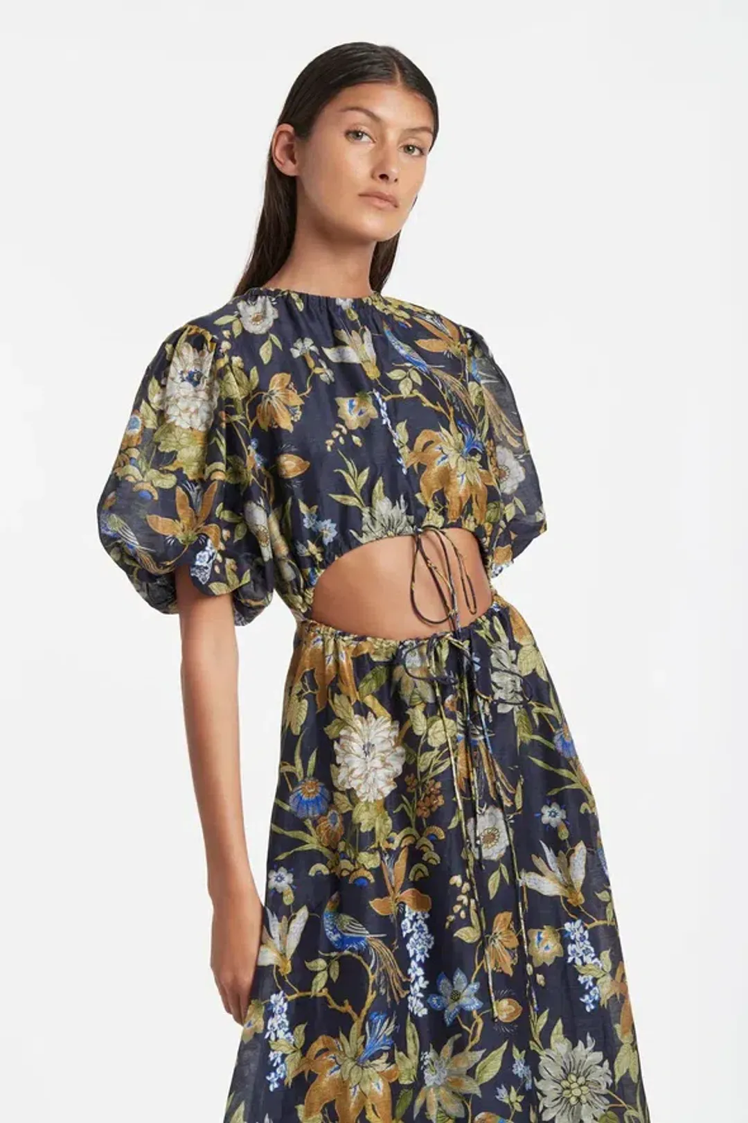 Lilian Puff Sleeve Maxi Dress In Delia Print Size 3 / AU 12 for rent on The Volte - main image