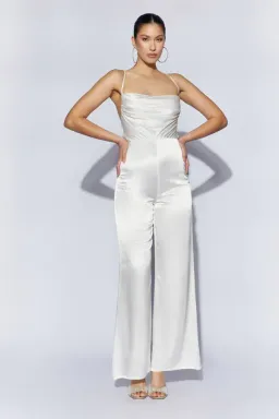 Meshki MandiE Satin Jumpsuit White Size 8 for rent on The Volte - image 1