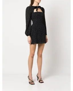 Reformation Terri Polka Dot Mini Dress Black Size AU 6  for rent on The Volte - image 1
