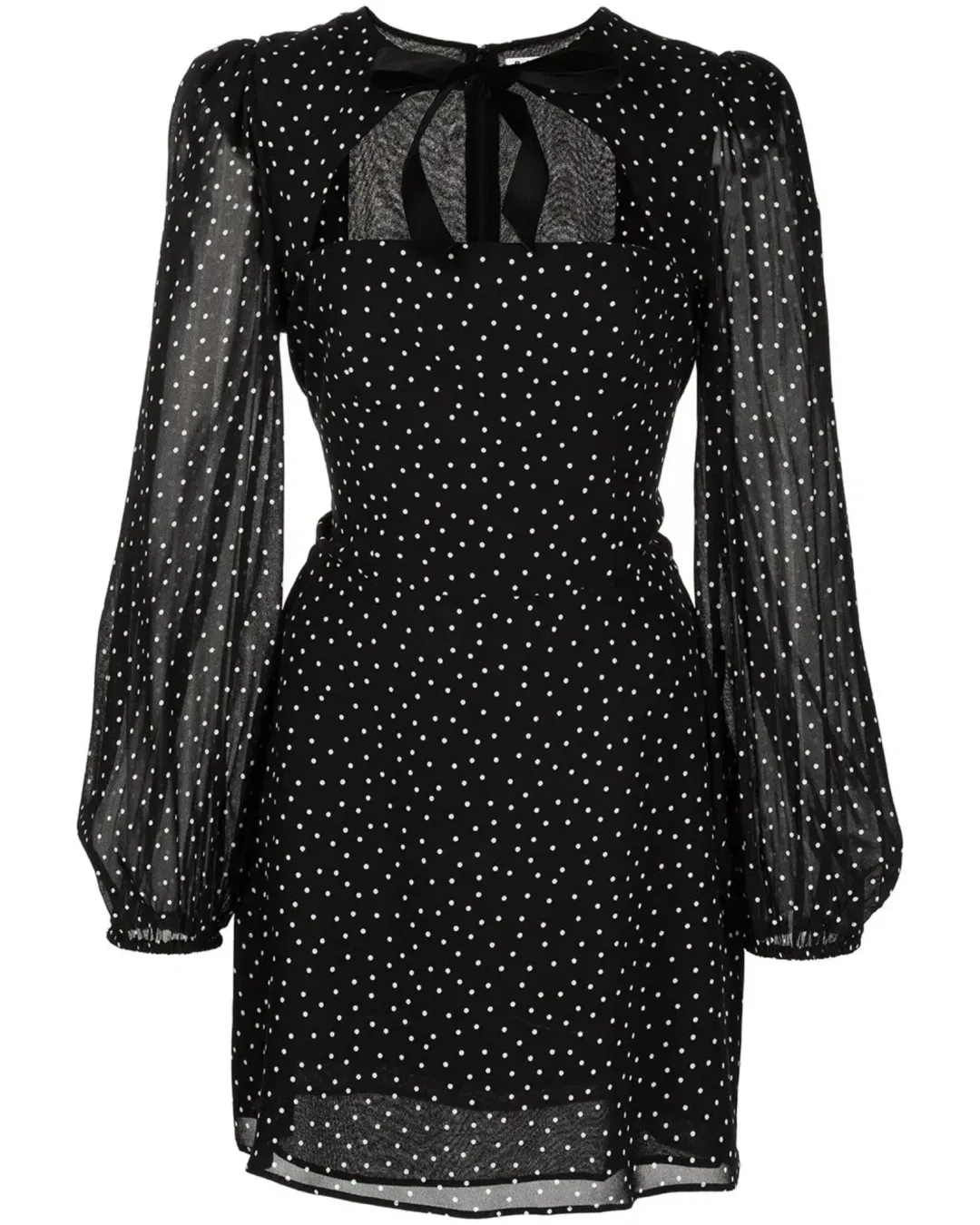 Reformation Terri Polka Dot Mini Dress Black Size AU 6  for rent on The Volte - main image