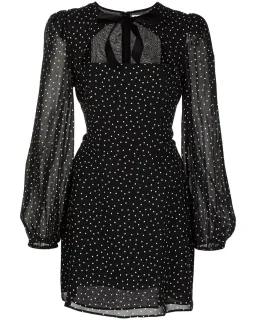 Reformation Terri Polka Dot Mini Dress Black Size AU 6  for rent on The Volte - image 2