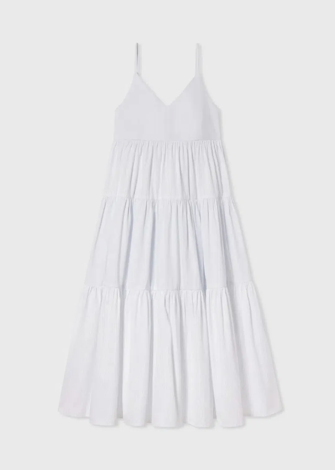 CO Collections V-Neck Tiered Dress in Cotton Blue Stripe Size S / AU 6  for rent on The Volte - main image