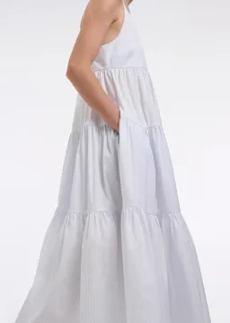 CO Collections V-Neck Tiered Dress in Cotton Blue Stripe Size S / AU 6  for rent on The Volte - image 4