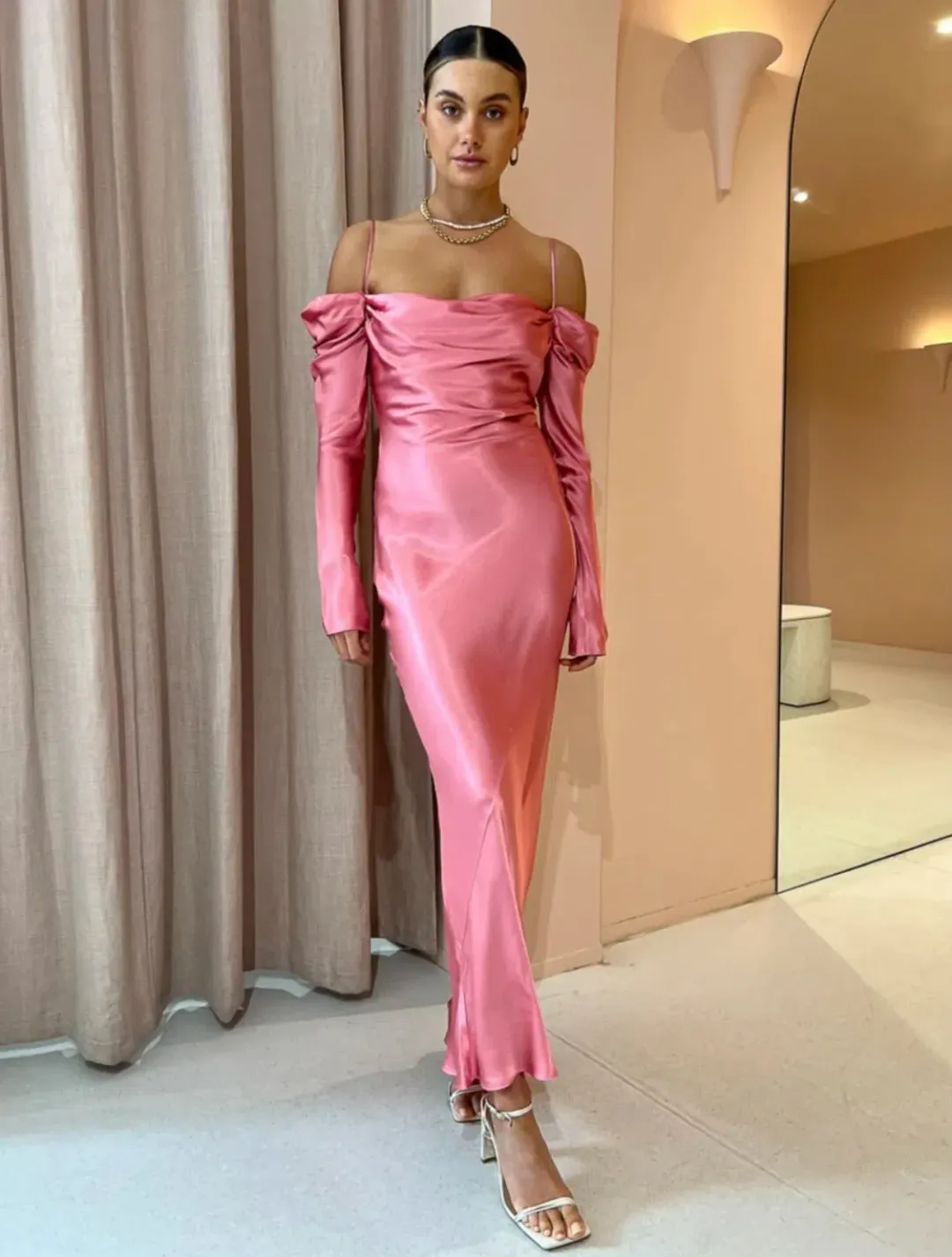 Issy Sereia Dress in Kiss Pink Size 8 for rent on The Volte - main image