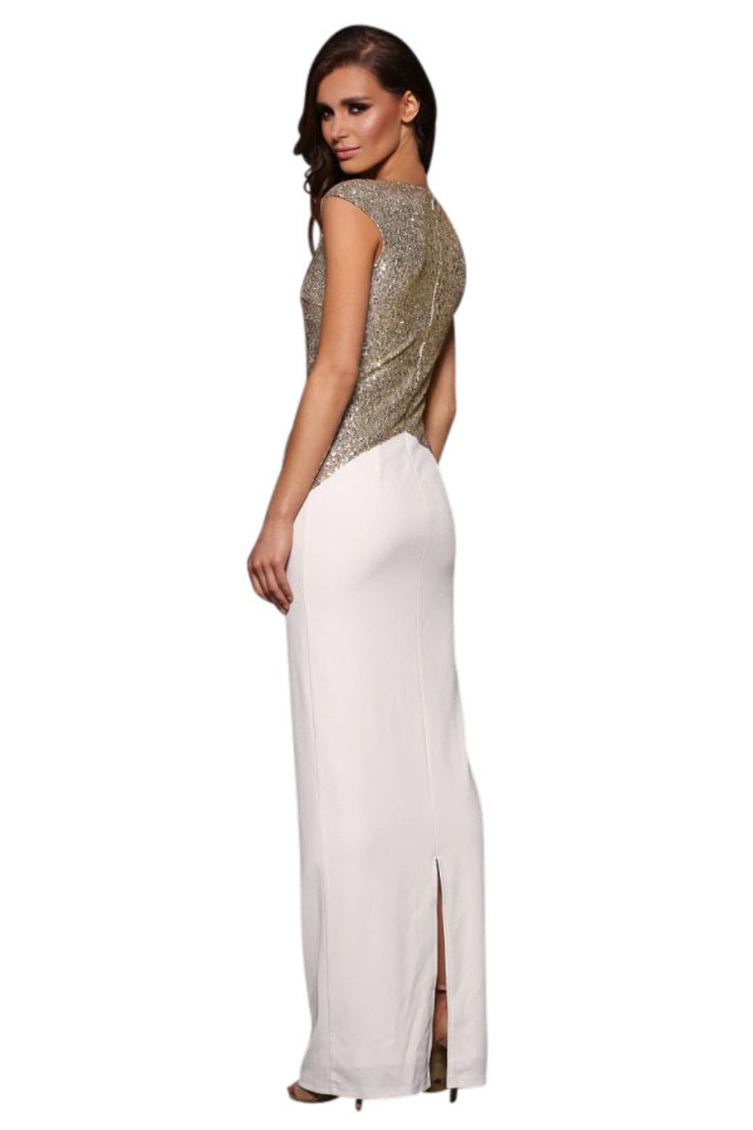 Elle Zeitoune White Gold Ruby Dress size 10 for rent on The Volte - main image