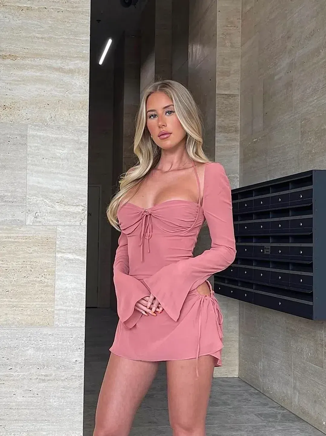 House of CB Baby Mini Dress Pink Size XS / Au 6 for rent on The Volte - main image