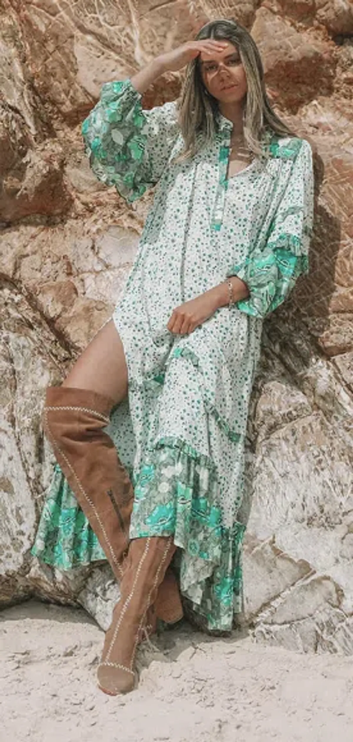 Spell & The Gypsy 'Unicorn Tears' Maxi Dress Green Size 8 for rent on The Volte - main image