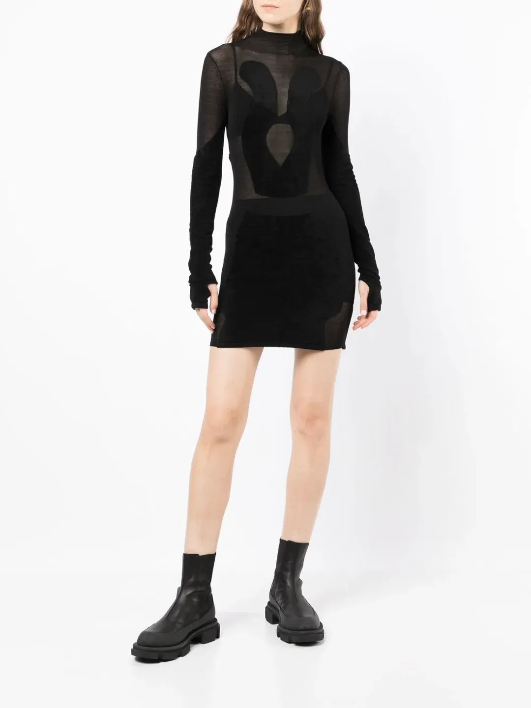 Dion Lee Chenille Intarsia Mini Dress Black Size 8 for rent on The Volte - main image