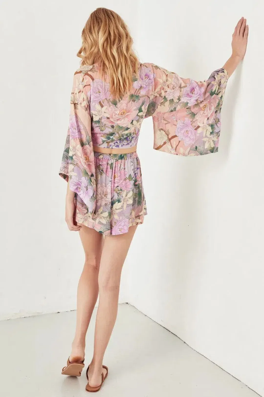 Spell Lily Kimono Top Size L and Flutter Shorts Size XL Set Print for rent on The Volte - main image