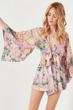 Spell Lily Kimono Top Size L and Flutter Shorts Size XL Set Print for rent on The Volte - image 3