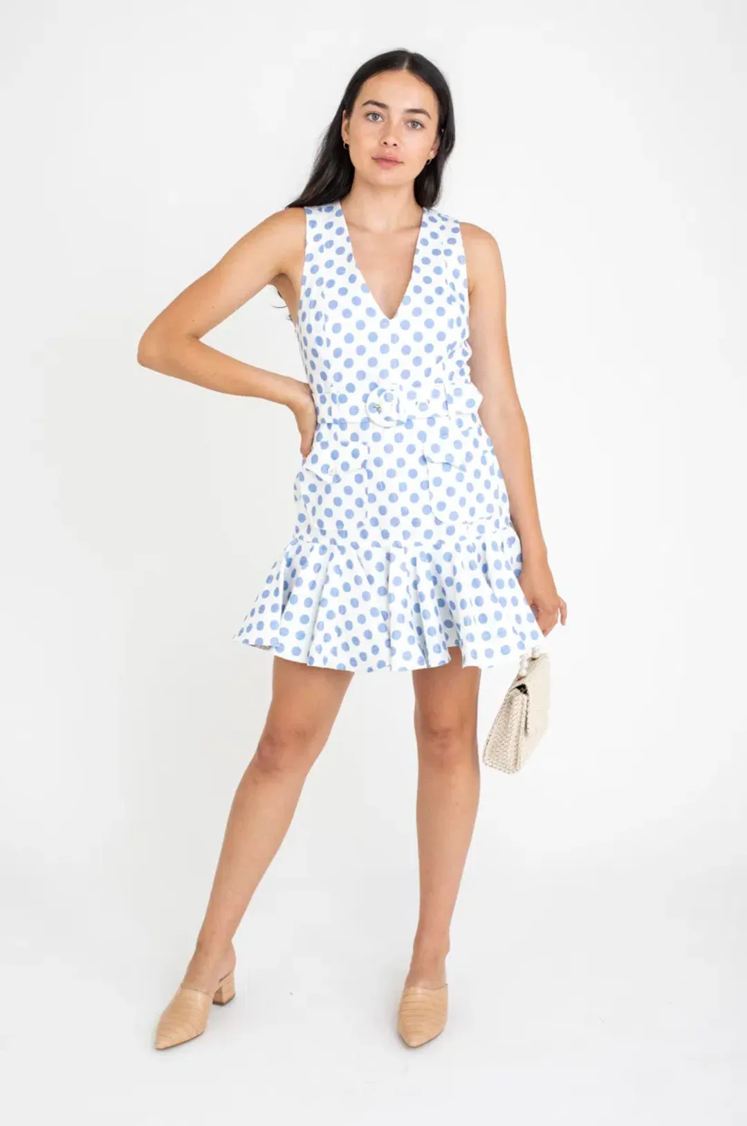 Zimmermann Super Eight Safari Mini Dress Ivory/Blue Dot Size 0/Au 6  for rent on The Volte - main image