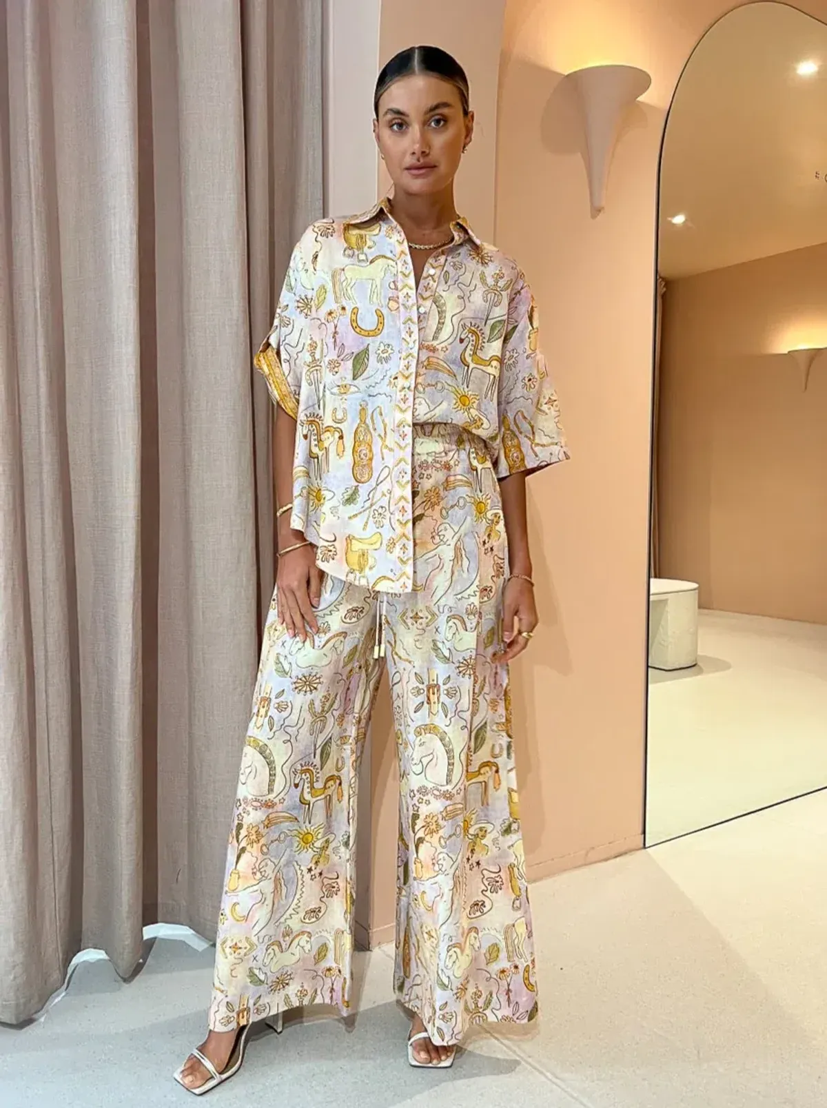 Alemais Solitaire Pants and Shirt Set Print Size 10 for rent on The Volte - main image