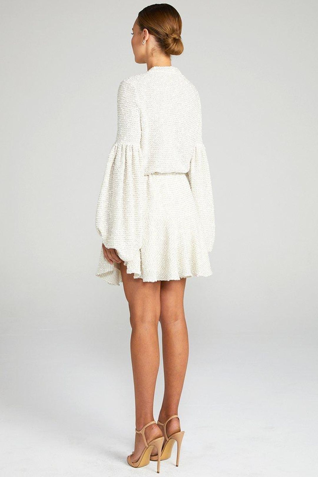 Shona Joy Aimee Balloon Sleeve Mini Dress White size 8 for rent on The Volte - main image