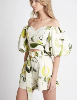 Aje Zest Off Shoulder Top Size 10 & Belted Short Size 12 Set Print for rent on The Volte - image 2