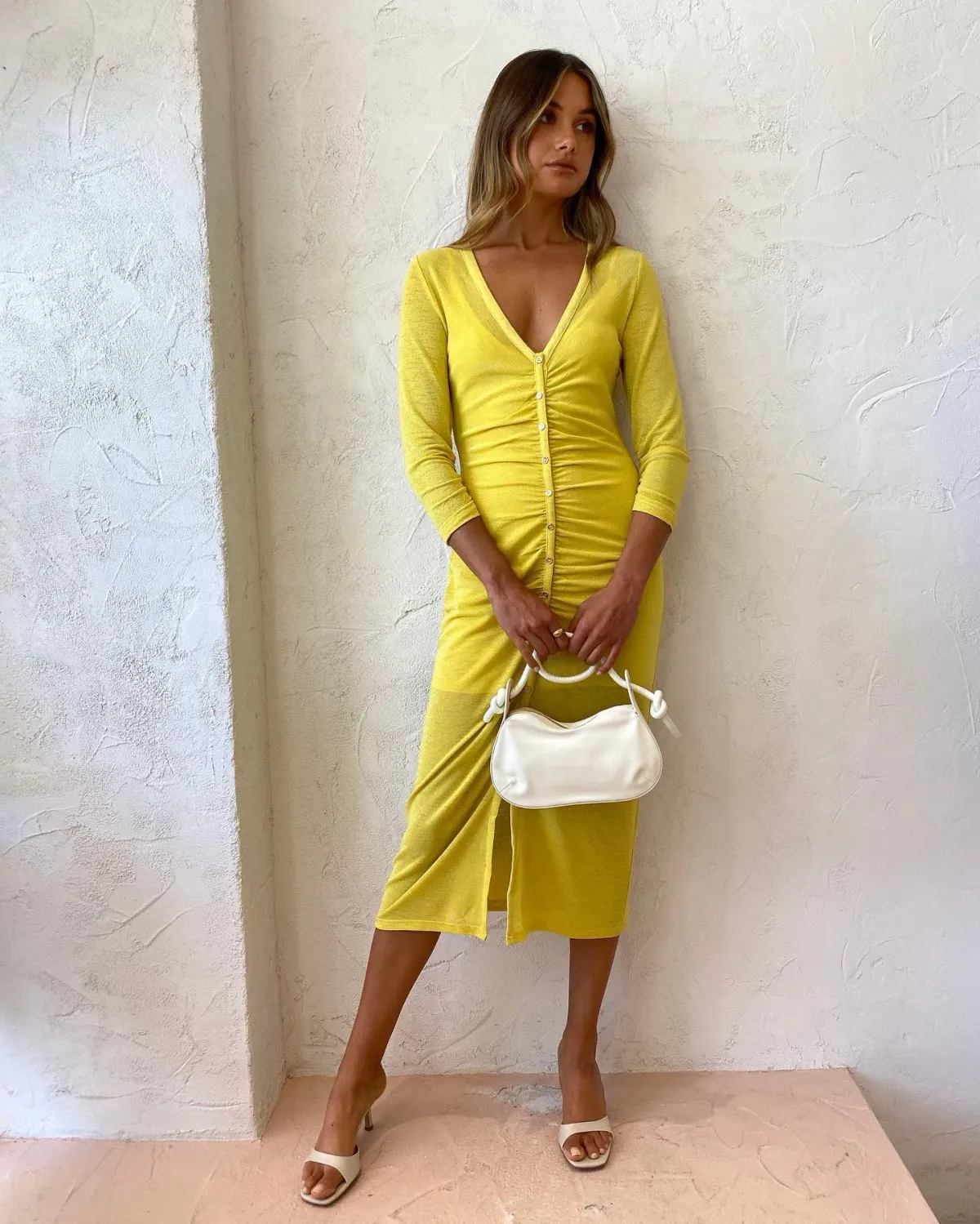 Suboo Asha Long Sleeve Button Front Dress Lemon Size S / Au 8 for rent on The Volte - main image