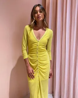 Suboo Asha Long Sleeve Button Front Dress Lemon Size M / Au 10 for rent on The Volte - image 1