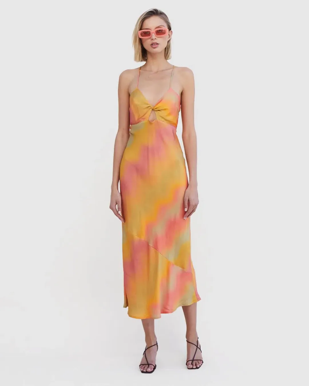 Suboo Sundown Twist Front Slip Dress Sunset Ombre Size L / Au 12 for rent on The Volte - main image