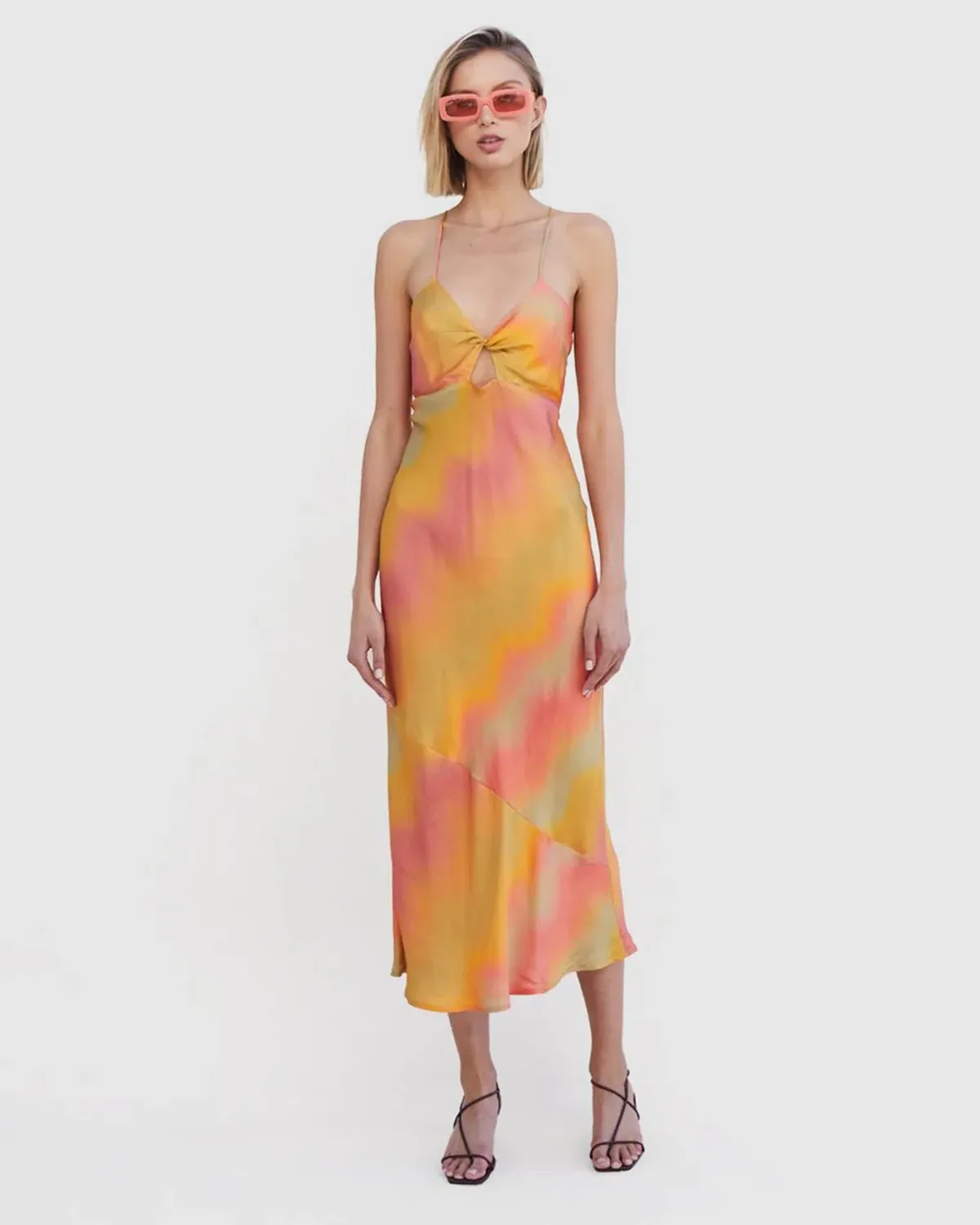 Suboo Sundown Twist Front Slip Dress Sunset Ombre Size XL / Au 14 for rent on The Volte - main image