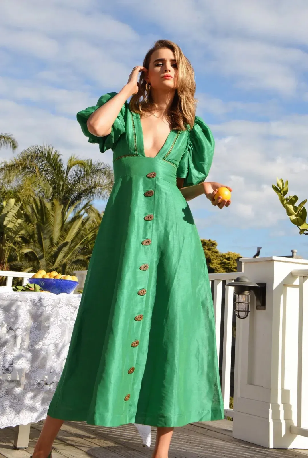 Mackenzie Mode CHRISTMAS DRESS  Etherial Maxi Dress Green Size 10 for rent on The Volte - main image