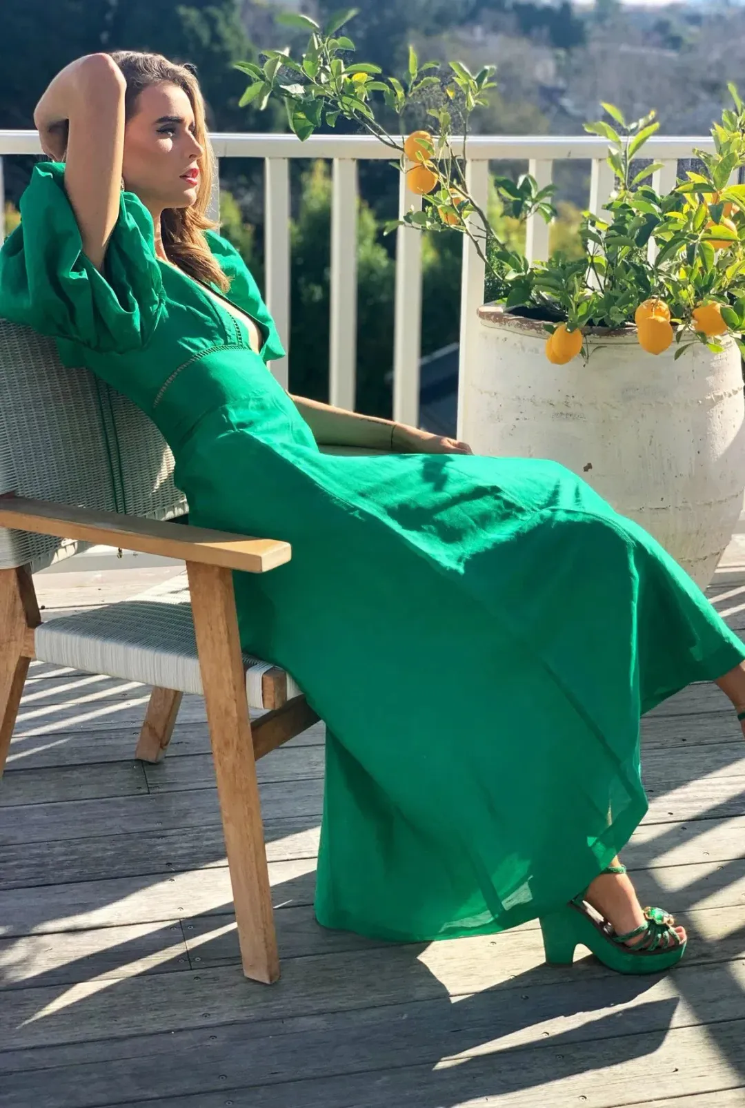Mackenzie Mode CHRISTMAS DRESS  Etherial Maxi Dress Green Size 10 for rent on The Volte - main image