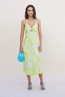 Suboo Kaleidoscope Twist Front Slip Dress Splash Print Size L / Au 12 for rent on The Volte - image 1