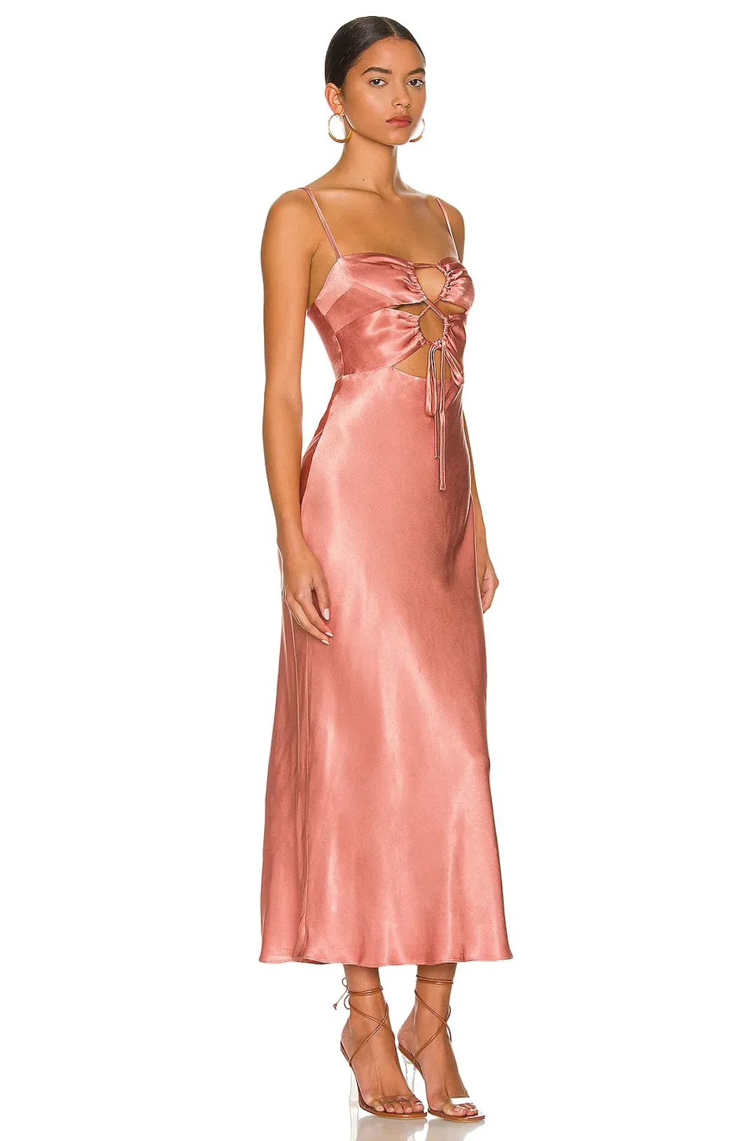 Shona Joy Eloise Lace Up Midi Dress Rose Size 10 for rent on The Volte - main image