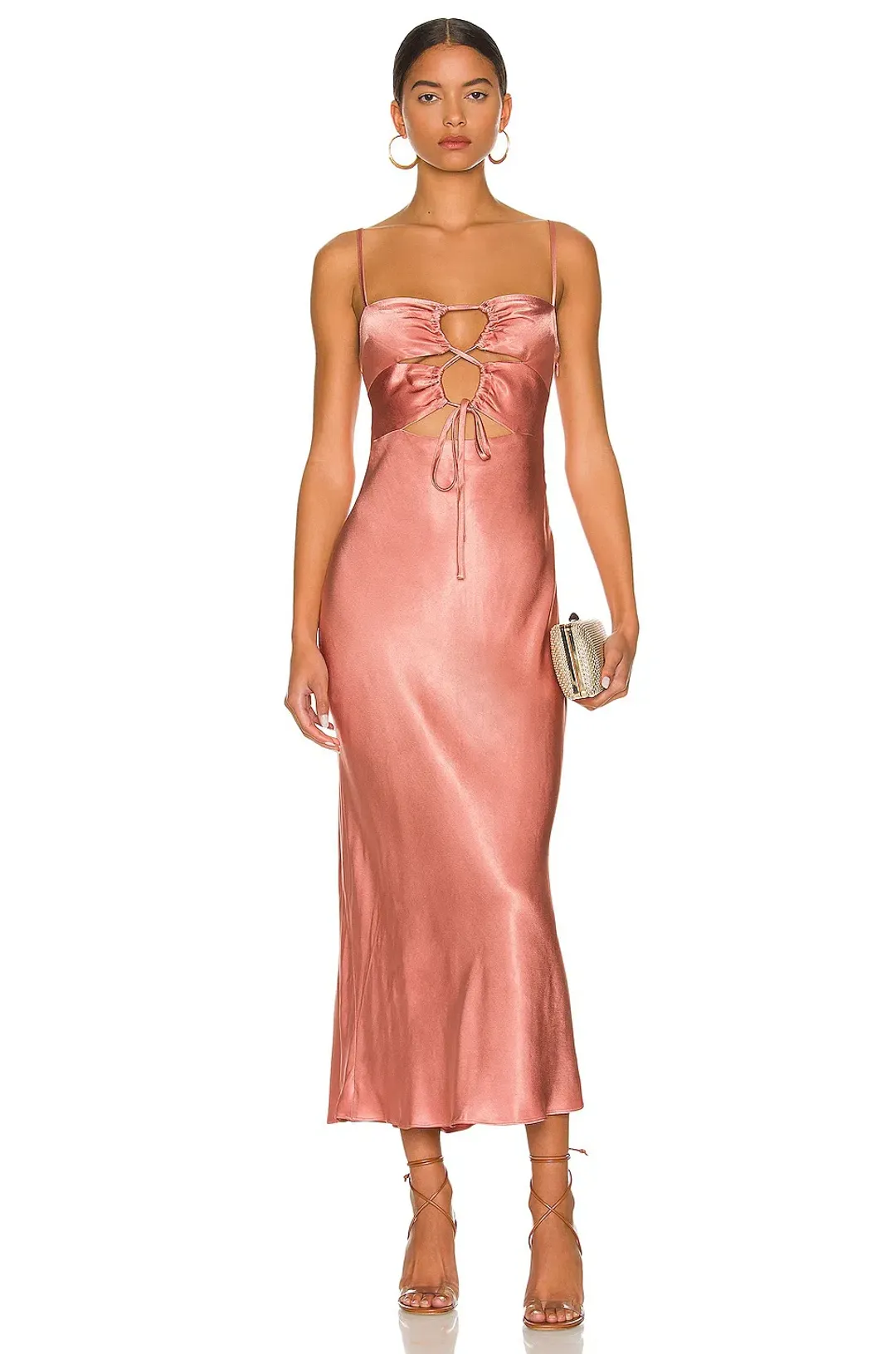 Shona Joy Eloise Lace Up Midi Dress Rose Size 10 for rent on The Volte - main image