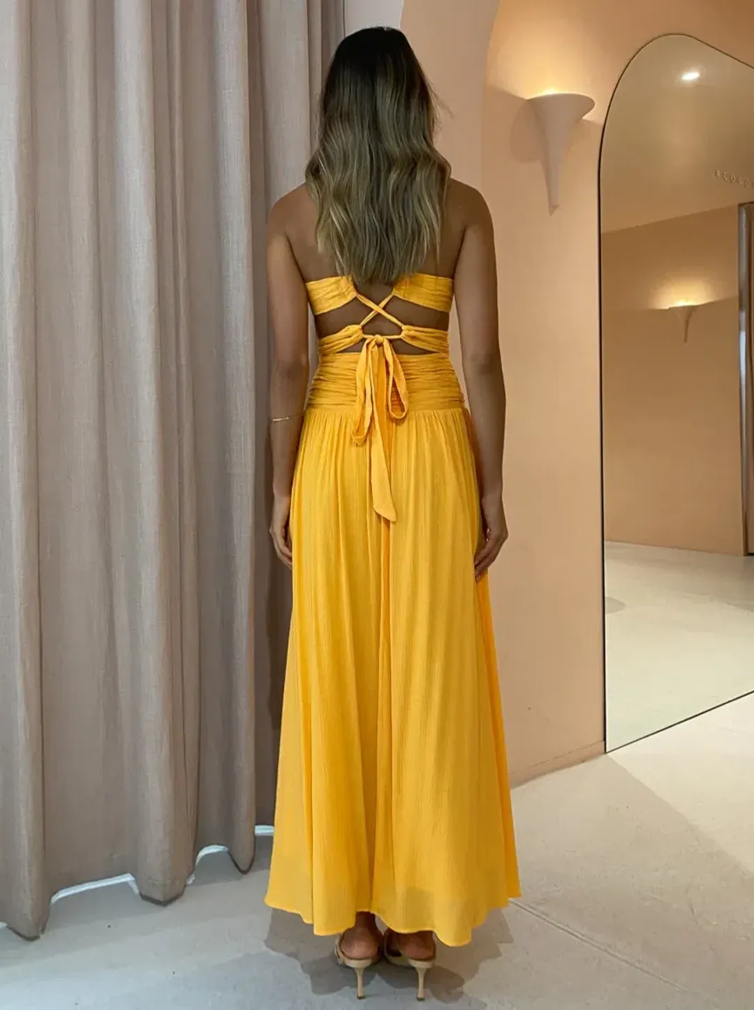 Issy Hoops Dress Orange Sorbet Size 12 for rent on The Volte - main image