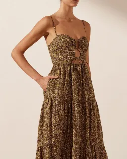 Shona Joy Lilou Lace Up Backless Midi Dress Mimosa Size 10 for rent on The Volte - image 2