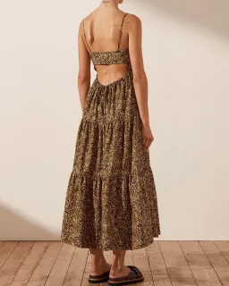 Shona Joy Lilou Lace Up Backless Midi Dress Mimosa Size 10 for rent on The Volte - image 3