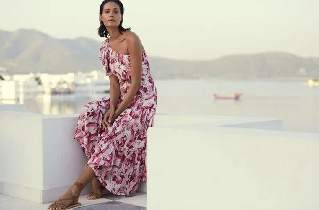 Steele Mahana One Shoulder Dress Print Size 8  for rent on The Volte - main image