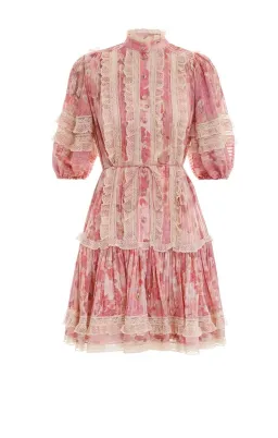 Zimmermann Concert Pintucked Mini Dress Cherry Meadows Size 1 / Au 10 for rent on The Volte - image 4
