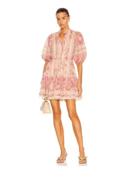 Zimmermann Concert Pintucked Mini Dress Cherry Meadows Size 1 / Au 10 for rent on The Volte - image 3