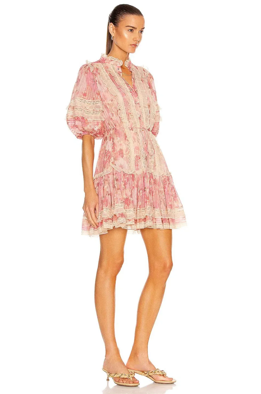 Zimmermann Concert Pintucked Mini Dress Cherry Meadows Size 1 / Au 10 for rent on The Volte - main image