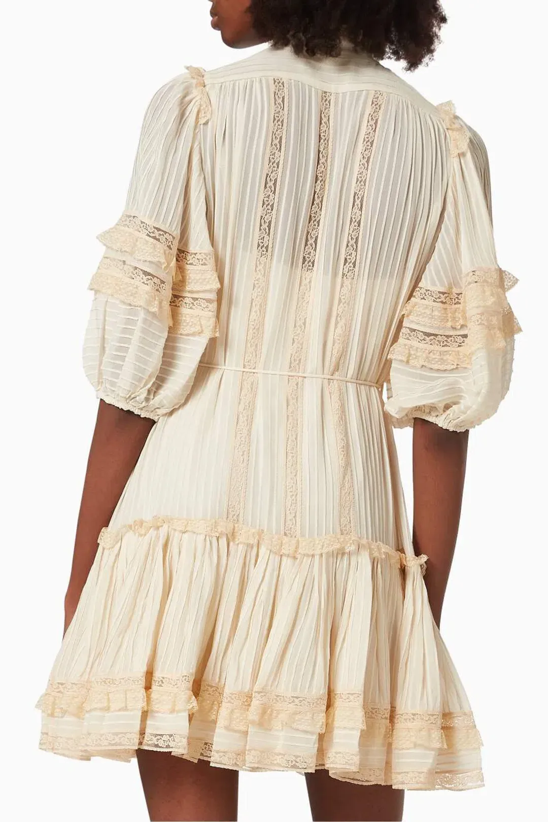 Zimmermann Concert Pintucked Mini Dress Cream Size 0/AU 8 for rent on The Volte - main image